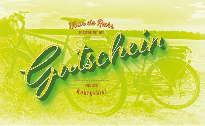 Gutschein in gelbgrün mit Fahrrad
